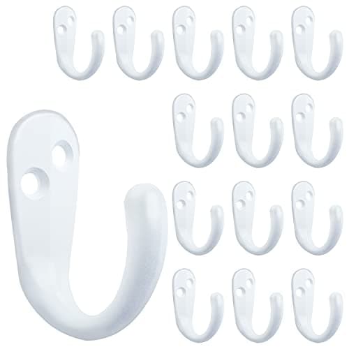 IBosins 20PCS Wall-Mounted Coat Hooks for Hanging Towel, Bag, Hat, Cap, Scarf, Cup — White