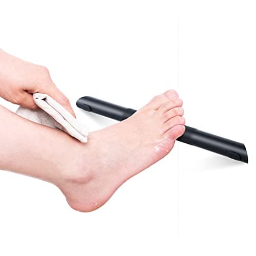 Non-Slip Brass Foot Rest Bar for Corner Showers, Matte Black