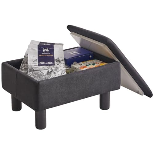 IBUYKE Black Padded 16.54" Rectangular Footstool RF-BD210 — Storage Black