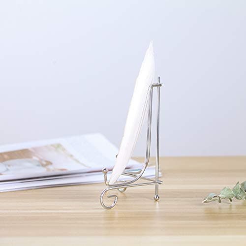 Artliving 5 Inch Iron Display Stand (2 Pack), Gold Iron Easel Plate Display Photo Holder Stand — Silver