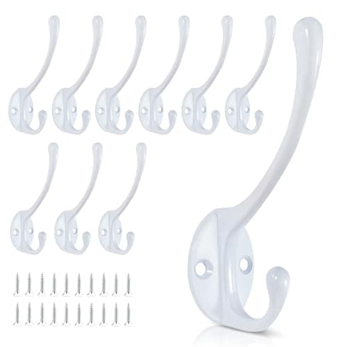 Heavy Duty Metal Coat Hooks (15-Pack) — 10pack-White
