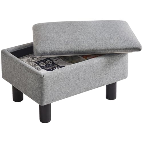 IBUYKE Black Padded 16.54" Rectangular Footstool RF-BD210 — Storage Blue Grey