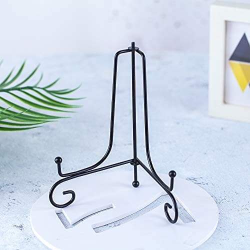 (4 Pack) Iron Display Stand for Picture Frames, Cookbooks, Decorative Plates, Tablets, and Art