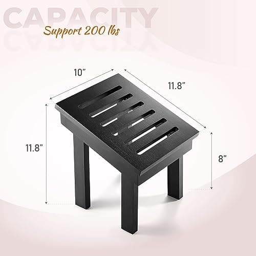 BLUEWEST Acacia Wood Shower Foot Stool (Modern, Black)