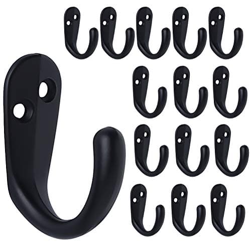 IBosins 20PCS Wall-Mounted Coat Hooks for Hanging Towel, Bag, Hat, Cap, Scarf, Cup — Black
