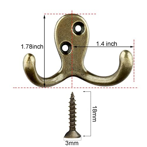 Retro Double Hooks for Coat, Scarf, Bag, Towel, Key, Cap, Cup, Hat