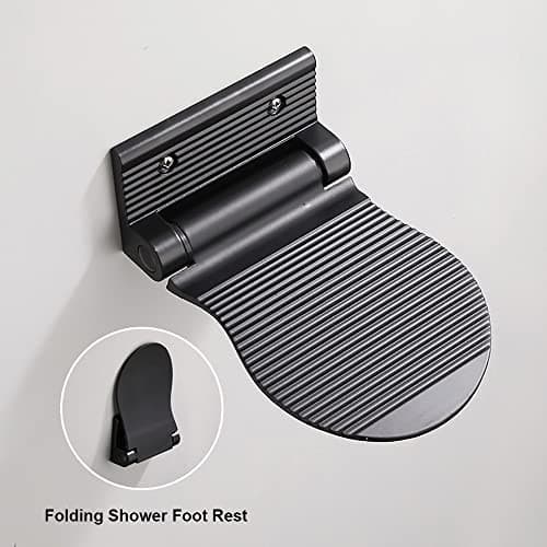 Black Metal Wall Mounted Folding Foot Rest for Shaving