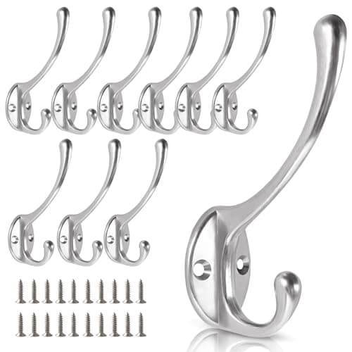 Heavy Duty Metal Coat Hooks (15-Pack) — 10pack-Silver