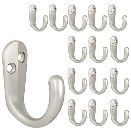 IBosins 20PCS Wall-Mounted Coat Hooks for Hanging Towel, Bag, Hat, Cap, Scarf, Cup — Silvery