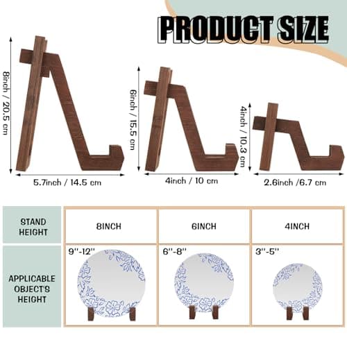 Wooden Plate Holder Display Stand for 3 Size Plate