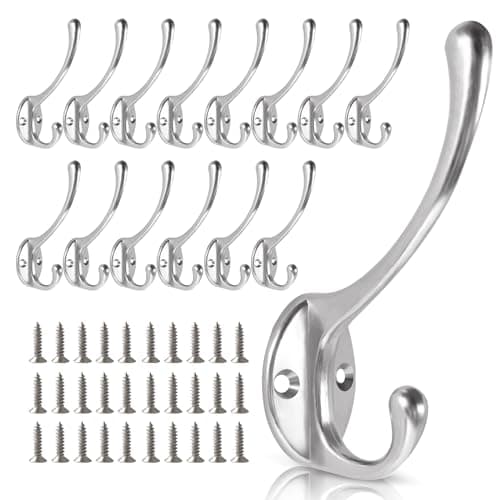Heavy Duty Metal Coat Hooks (15-Pack) — 15pack-Silver
