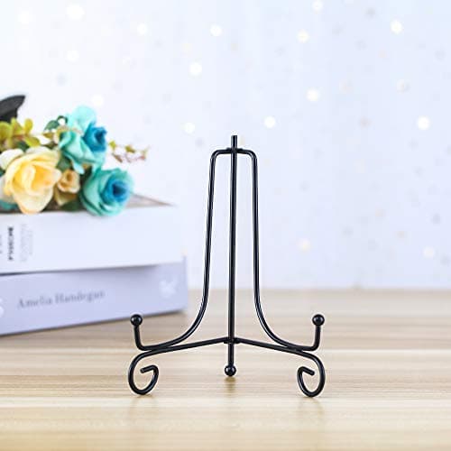 (4 Pack) Iron Display Stand for Picture Frames, Cookbooks, Decorative Plates, Tablets, and Art