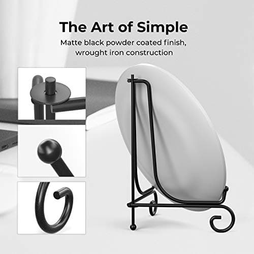 Plate Stands for Display - 6 Inch Plate Holder Display Stand + Metal Easel Stand (4 Pack)