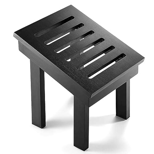 BLUEWEST Acacia Wood Shower Foot Stool (Modern, Black)