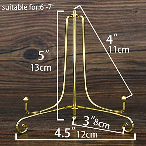 Artliving 5 Inch Iron Display Stand (2 Pack), Gold Iron Easel Plate Display Photo Holder Stand