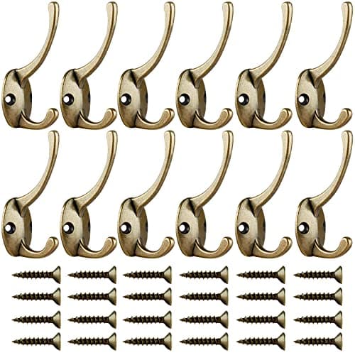 Antique Brass Coat Hooks for Coat, Scarf, Bag, Towel, Key, Cap, Cup, Hat