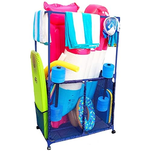 Essentially Yours White Pool Storage Bin with Towel Bars (34.5" W x 25" L x 62.6" H) Style 418566 — Blue