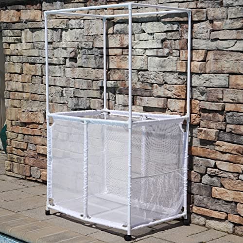 Essentially Yours White Pool Storage Bin with Towel Bars (34.5" W x 25" L x 62.6" H) Style 418566