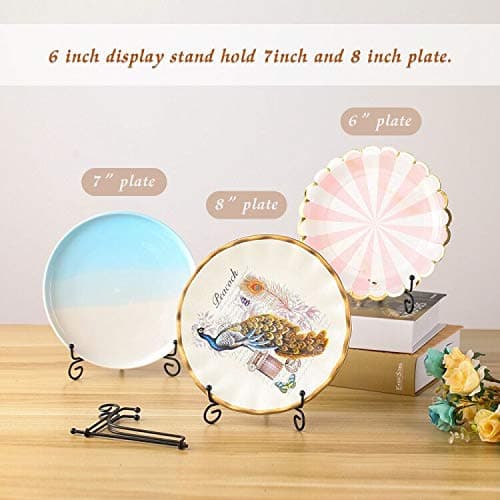 (4 Pack) Iron Display Stand for Picture Frames, Cookbooks, Decorative Plates, Tablets, and Art