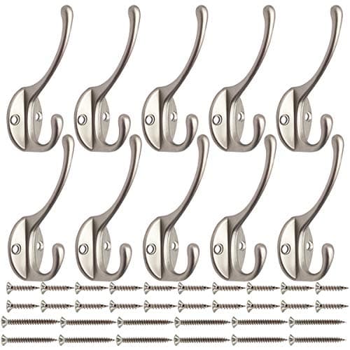 Retro Dual Coat Hooks Wall Mounted for Home Users — Silvery