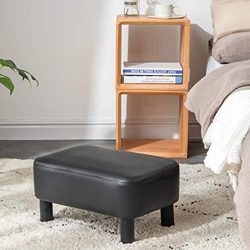 IBUYKE Black Padded 16.54" Rectangular Footstool RF-BD210