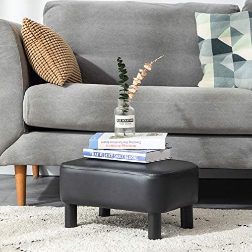 IBUYKE Black Padded 16.54" Rectangular Footstool RF-BD210