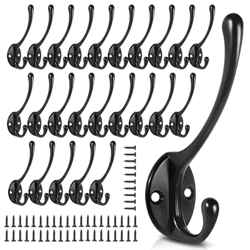 Heavy Duty Metal Coat Hooks (15-Pack) — 25pcs-Black