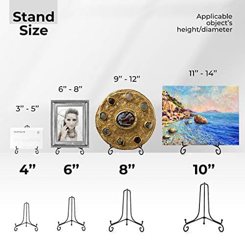 Plate Stands for Display - 6 Inch Plate Holder Display Stand + Metal Easel Stand (4 Pack)