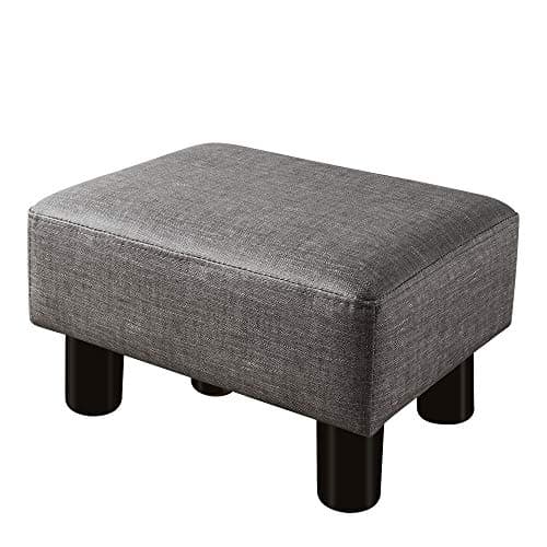 LUE BONA Black Faux Leather Rectangular Foot Stool for Living Room and Patio — A-gray-linen Textured Pu