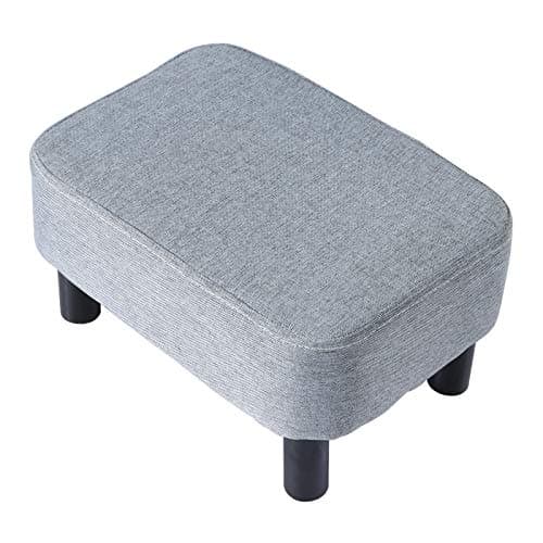 IBUYKE Black Padded 16.54" Rectangular Footstool RF-BD210 — Light Grey Small