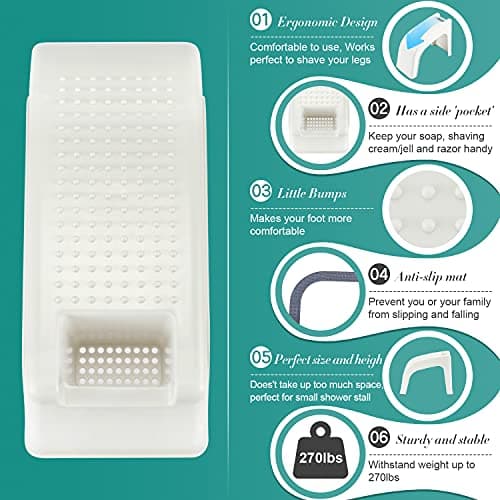 AmazeFan Shower Foot Stool for Leg Shaving & Pedicure