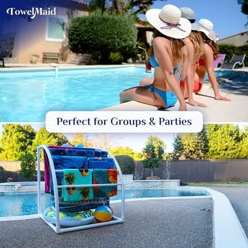 Curved 7-Bar Freestanding Outdoor Poolside Towel Rack