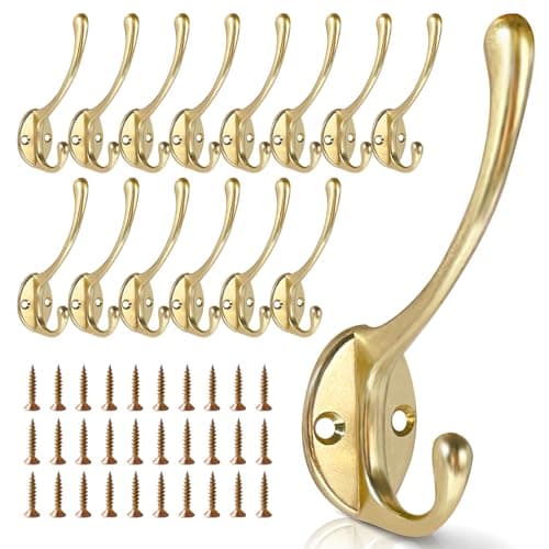 Heavy Duty Metal Coat Hooks (15-Pack) — 15pack-Gold