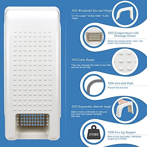 Non-Slip Sturdy Shower Foot Rest for Shaving and Pedicure