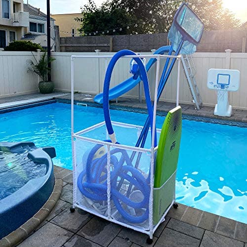 Essentially Yours White Pool Storage Bin with Towel Bars (34.5" W x 25" L x 62.6" H) Style 418566
