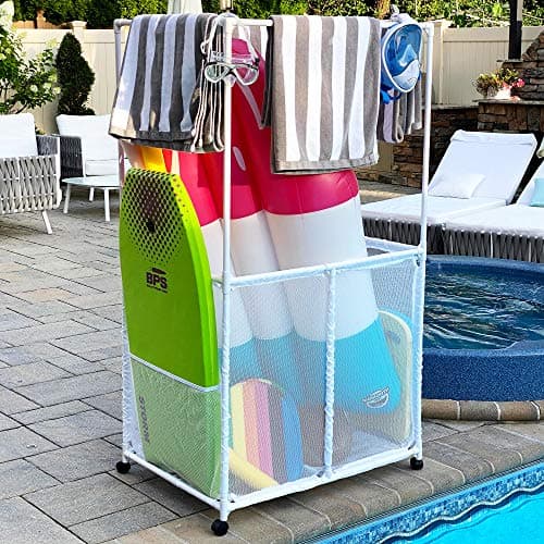 Essentially Yours White Pool Storage Bin with Towel Bars (34.5" W x 25" L x 62.6" H) Style 418566