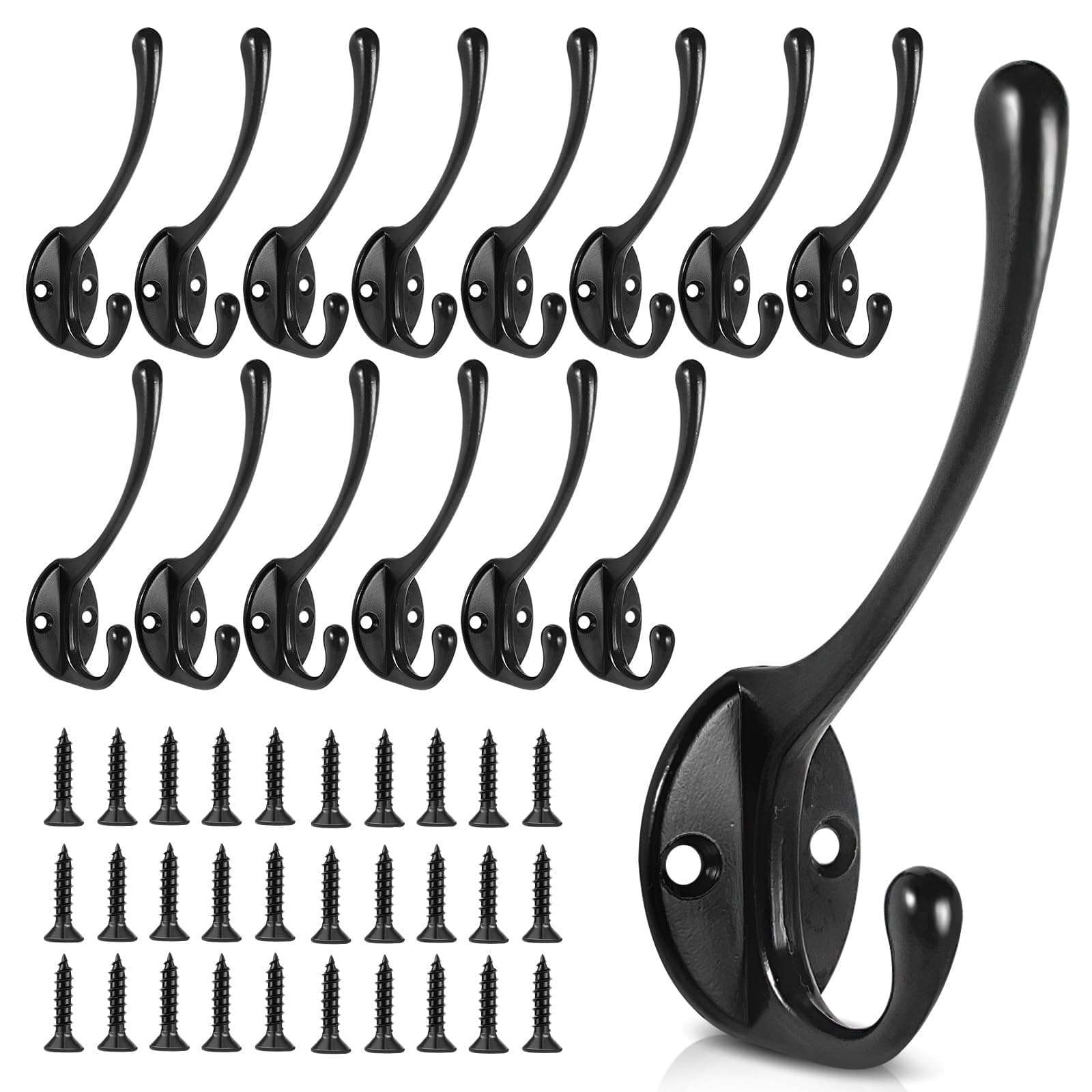 Heavy Duty Metal Coat Hooks (15-Pack)