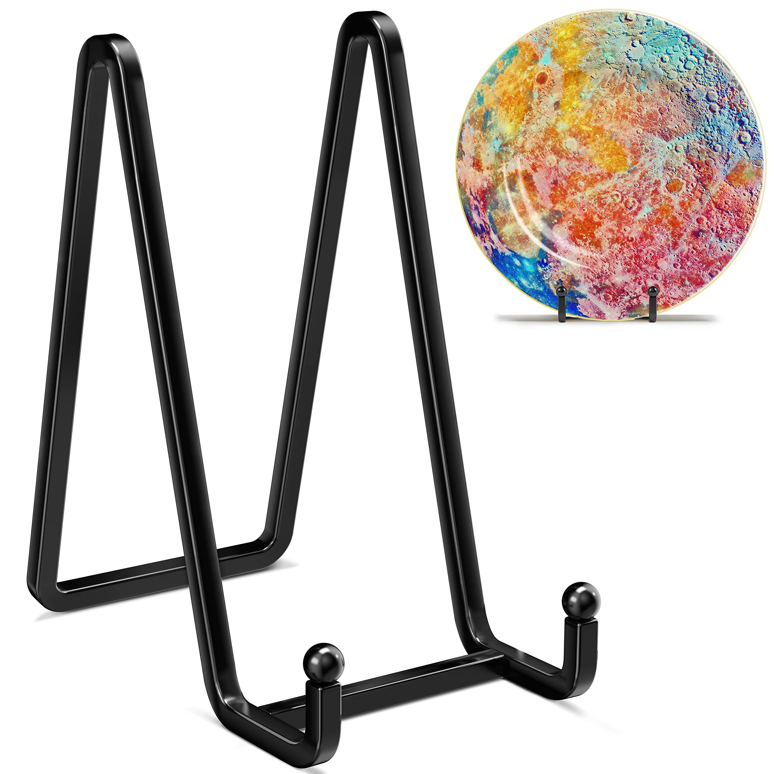 Premium Metal Plate Display Stands - 6 Inch Square Holders for Plates, Photos, Plaques (Black)