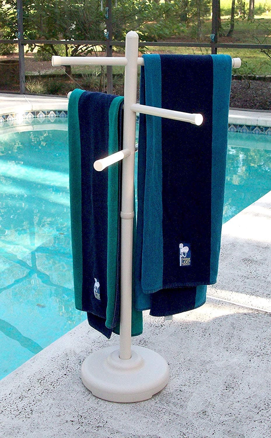 Bone-Colored Outdoor Spa and Pool Towel Rack